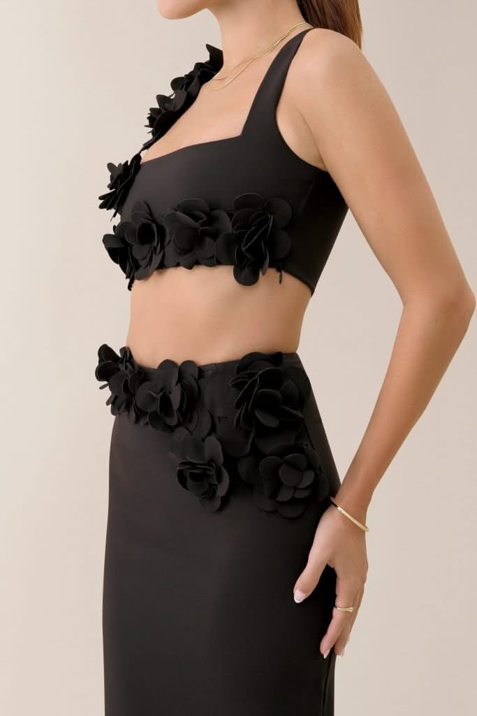 Black petal crop top