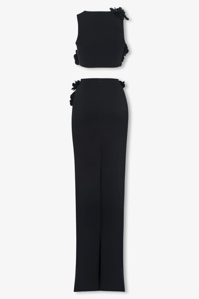 Black petal crop top